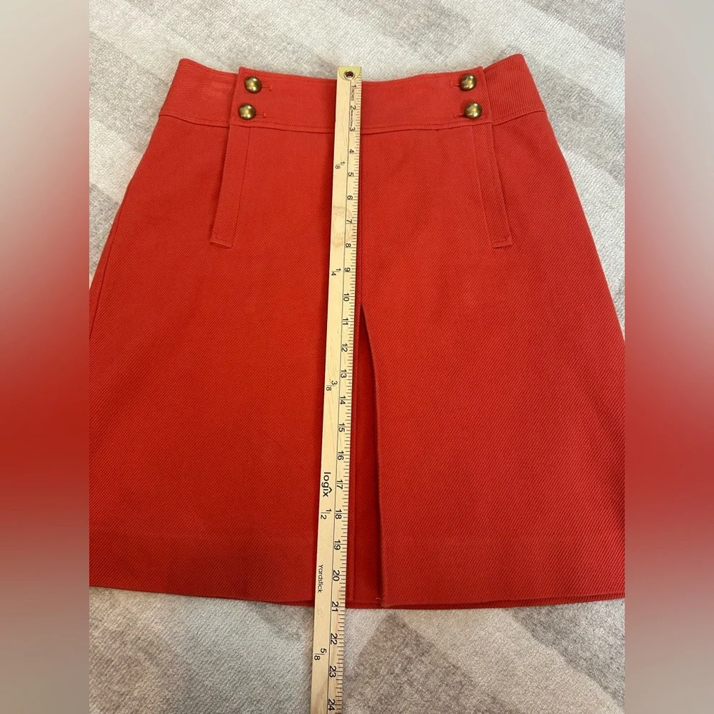 Tory Burch Thea Orange Skirt w/ Buttons A-Line Tailored (Size 6)